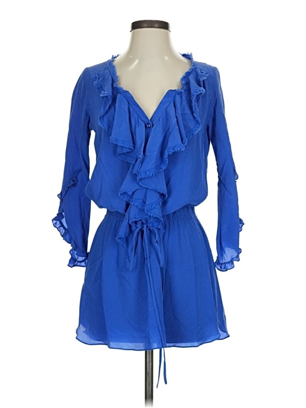 Rebecca Taylor Cobalt Blue Blouse with Delicate Neck Tie